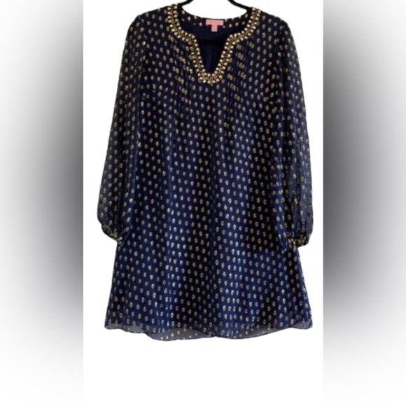 Lilly Pulitzer crinkle clip silk jacquard Colby tunic dress. Size 6. - Picture 2 of 5